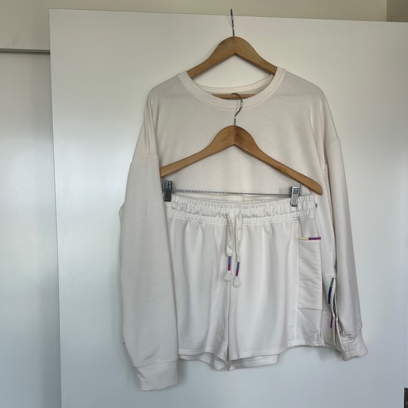 White Lounge Set with Rainbow Accents - Picture 1 of 7